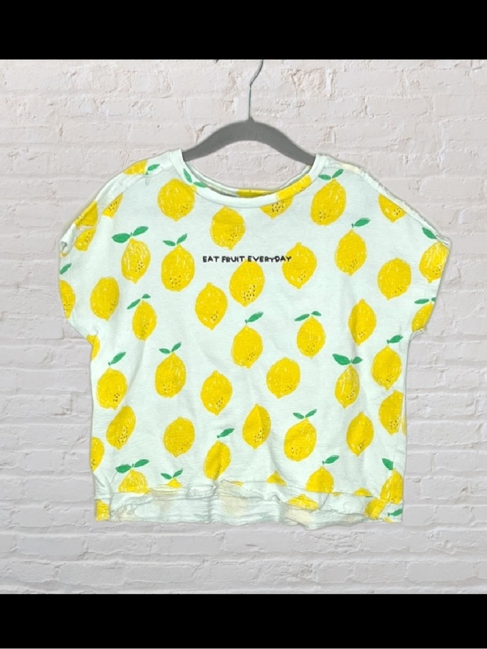 Zara 'Eat Fruit Everyday' Textured T-Shirt
